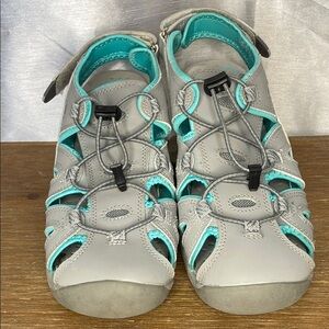 Eddie Bauer Mary Women’s 9 Gray Aqua Bump Toe Sandel Shoe